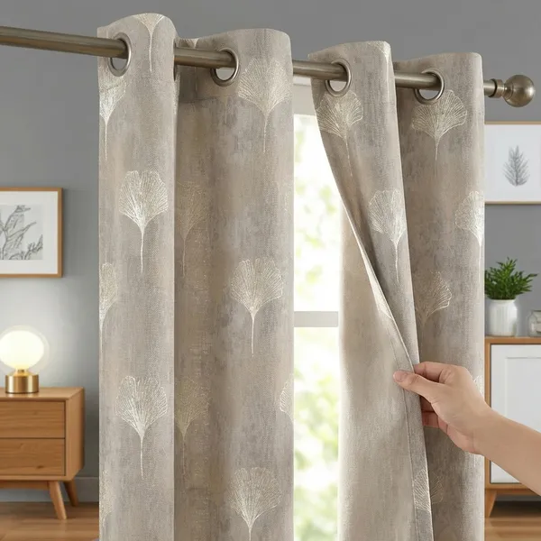 Grey_Premium_Leaf_Polyester_Window_Curtain,_Size_-_4x5_ft,_Pack_of_2_pcs