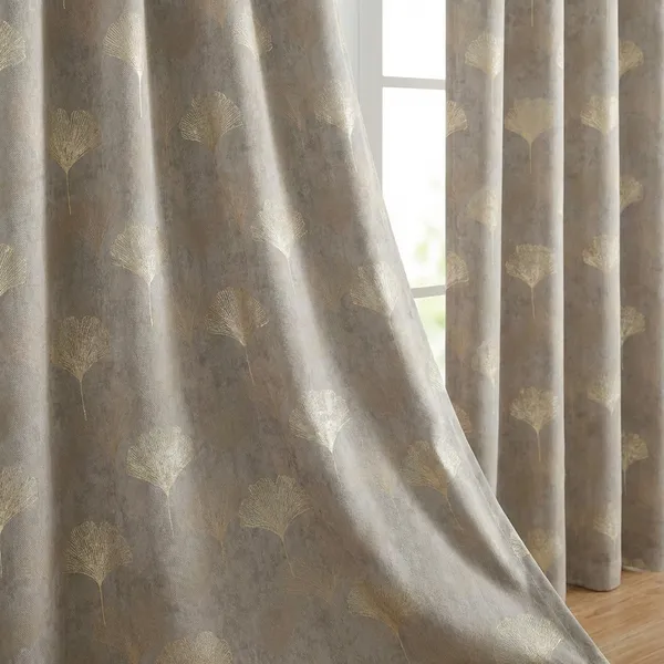 Grey_Premium_Leaf_Polyester_Door_Curtain,_Size_-_4x7_ft,_Pack_of_2_pcs