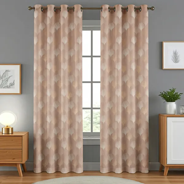 Peach_Premium_Leaf_Polyester_Door_Curtain,_Size_-_4x7_ft,_Pack_of_2_pcs