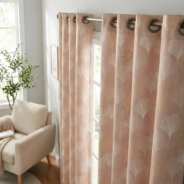 Peach_Premium_Leaf_Polyester_Door_Curtain,_Size_-_4x7_ft,_Pack_of_2_pcs