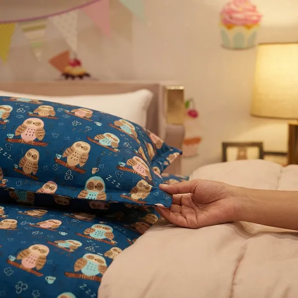 Multicolor_Premium_Nocturnal_Owl_Bed_Sheet_Double_Bed_Sheet