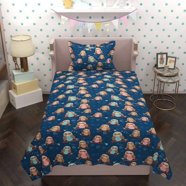 Multicolor_Premium_Nocturnal_Owl_Bed_Sheet_Single_Bed_Sheet