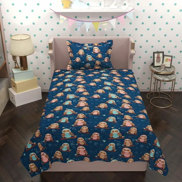 Multicolor_Premium_Nocturnal_Owl_Bed_Sheet_Single_Bed_Sheet
