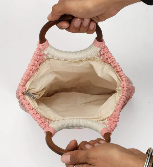 Peach_Premium_Crown_Macrame_Hand_Bag