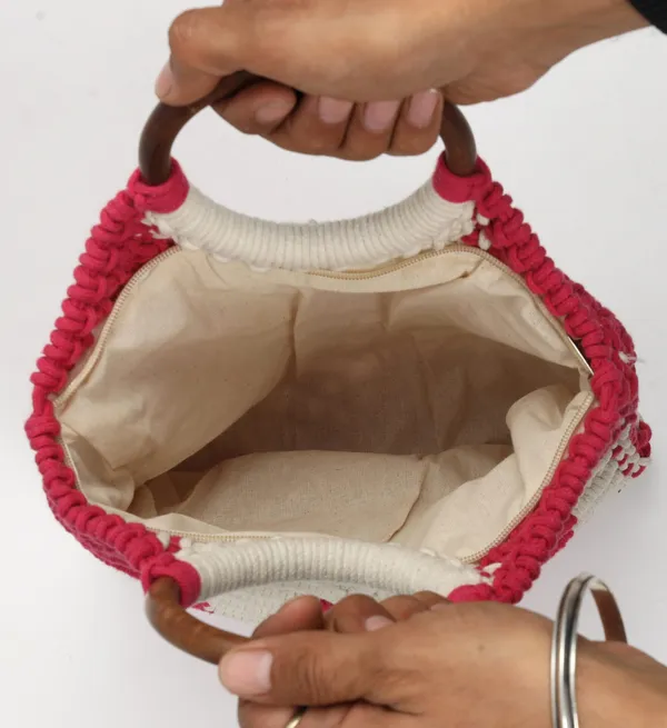 Pink_Premium_Crown_Macrame_Hand_Bag