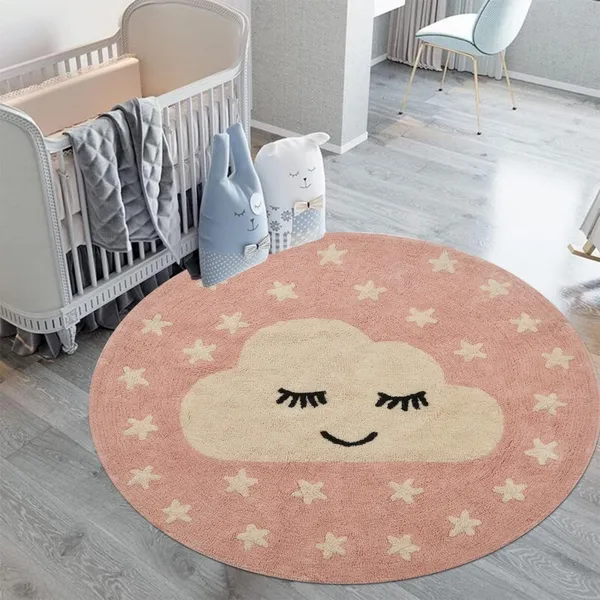 Pink_Premium_Smiley_Cotton_Tufted_Kids_Rug