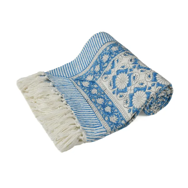 Blue_Premium_Bloom_Block_Printed_Throw,_Size_-_130x180_CM