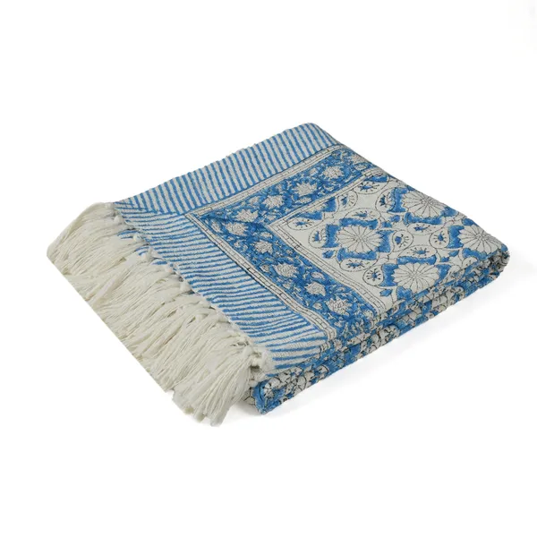 Blue_Premium_Bloom_Block_Printed_Throw,_Size_-_130x180_CM
