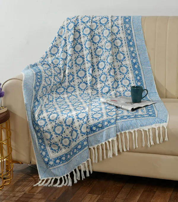 Blue_Premium_Bloom_Block_Printed_Throw,_Size_-_130x180_CM