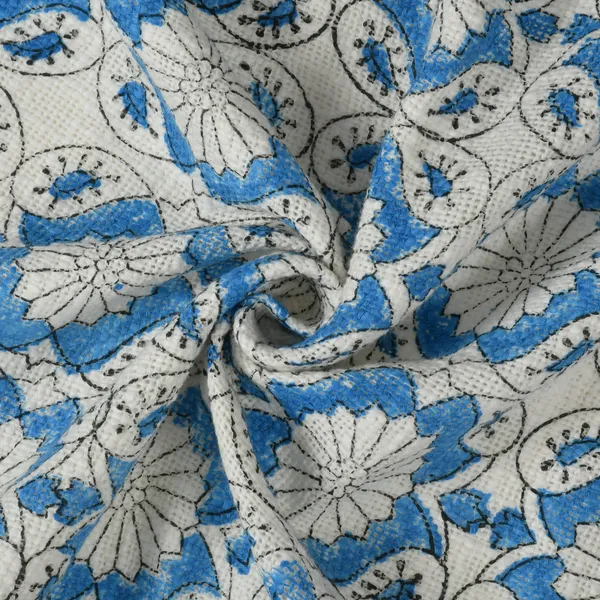 Blue_Premium_Bloom_Block_Printed_Throw,_Size_-_130x180_CM