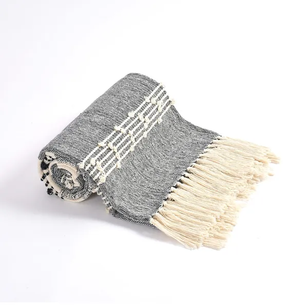 Grey_Premium_Horizon_Cotton_Throw,_Size_-_130x180_CM
