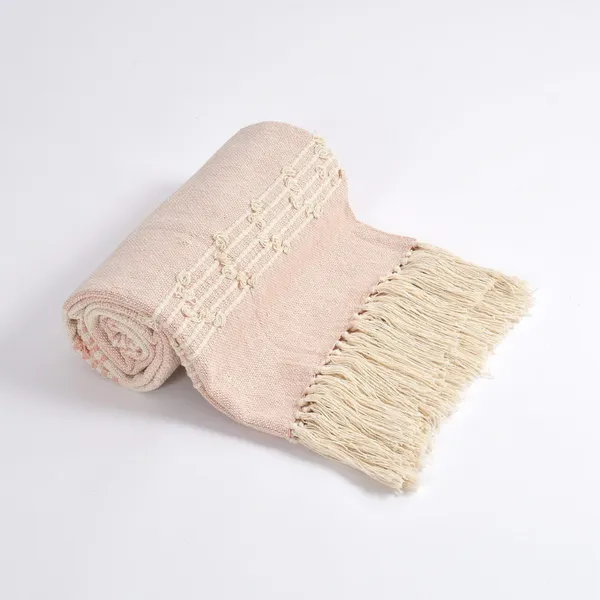 Peach_Premium_Effel_Cotton_Throw_-_Pink,_Size_-_130x180_CM