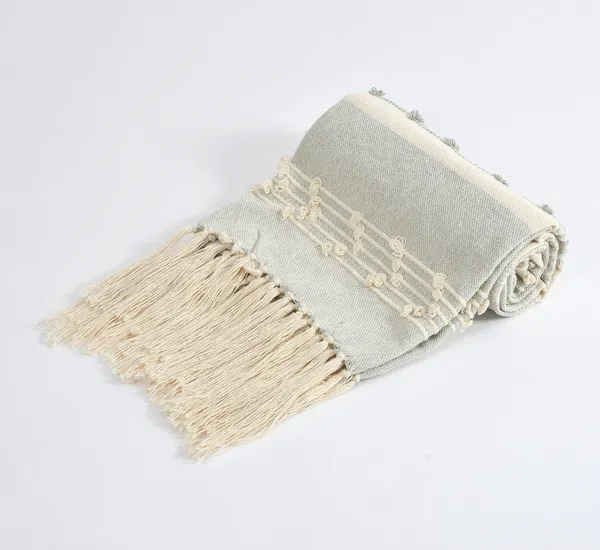 Ocean_Green_Premium_Effel_Cotton_Throw_-_Light_Grey,_Size_-_130x180_cm