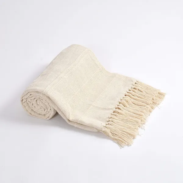 Beige_Premium_Serene_Natural_Cotton_Throw,_Size_-_130x180_CM