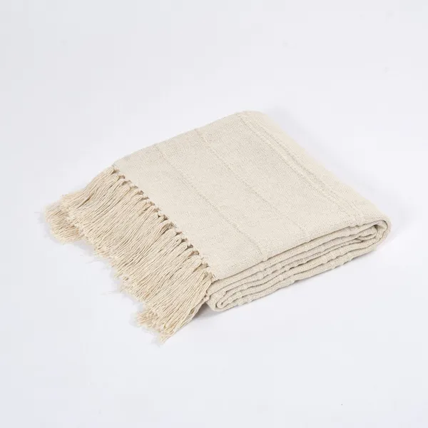 Beige_Premium_Serene_Natural_Cotton_Throw,_Size_-_130x180_CM