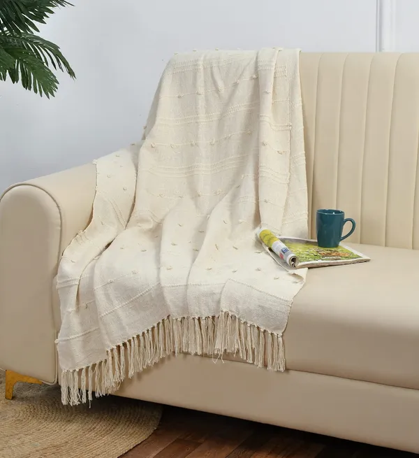 Beige_Premium_Serene_Natural_Cotton_Throw,_Size_-_130x180_CM