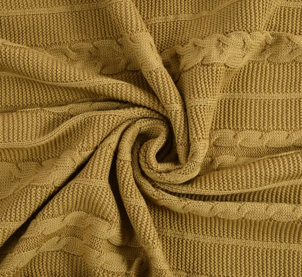 Pale_Yellow_Premium_Blossom_Knitted_Throw,_Colour_-_Tan,_Size_-_130x180_CM