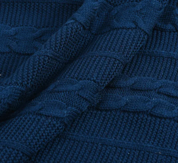Blue_Premium_Blossom_Knitted_Throw,_Colour_-_Navy_Blue,_Size_-_130x180_CM