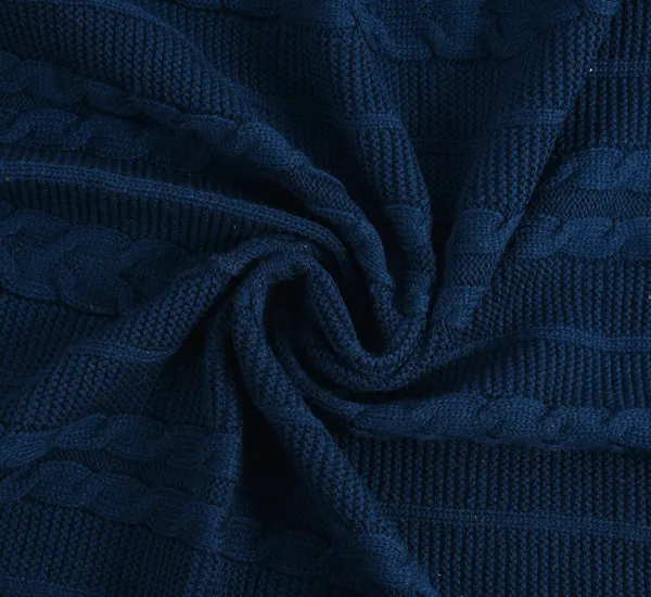 Blue_Premium_Blossom_Knitted_Throw,_Colour_-_Navy_Blue,_Size_-_130x180_CM