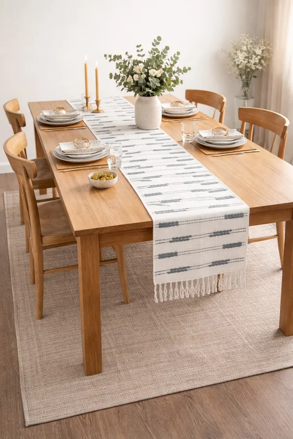Premium_Loop_Stripe_Handwoven_Table_Runner_-_Blue_&_White,_Size_-_12x72_Inch
