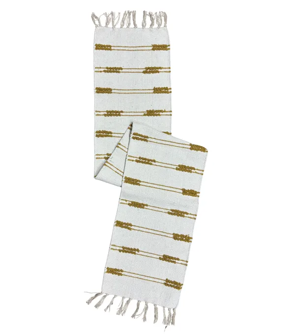 Premium_Loop_stripe_Handwoven_Table_Runner_-_Yellow_&_White,_Size_-_12x72_Inch