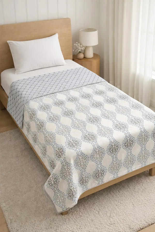 Aster_Cotton_Printed_Single_Bed_(Reversible)
Comforter/Dohar_-_Blue
