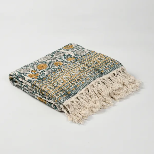 Teal_Green_Premium_Koln_Block_Printed_Throw,_Size_-_130x180_CM