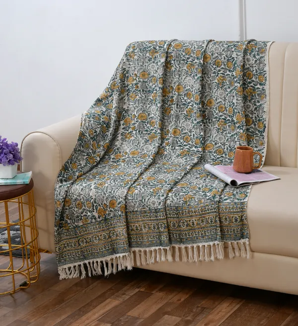 Teal_Green_Premium_Koln_Block_Printed_Throw,_Size_-_130x180_CM