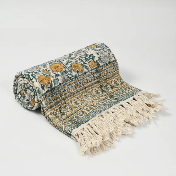 Teal_Green_Premium_Koln_Block_Printed_Throw,_Size_-_130x180_CM