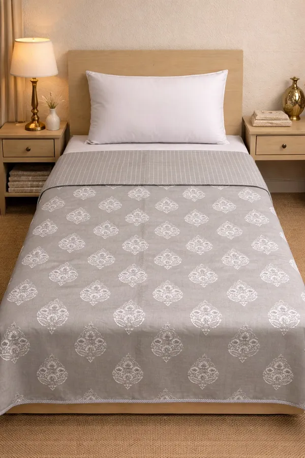 Hazel_Cotton_Printed_Single_Bed_(Reversible)
Comforter/Dohar_-_Brown