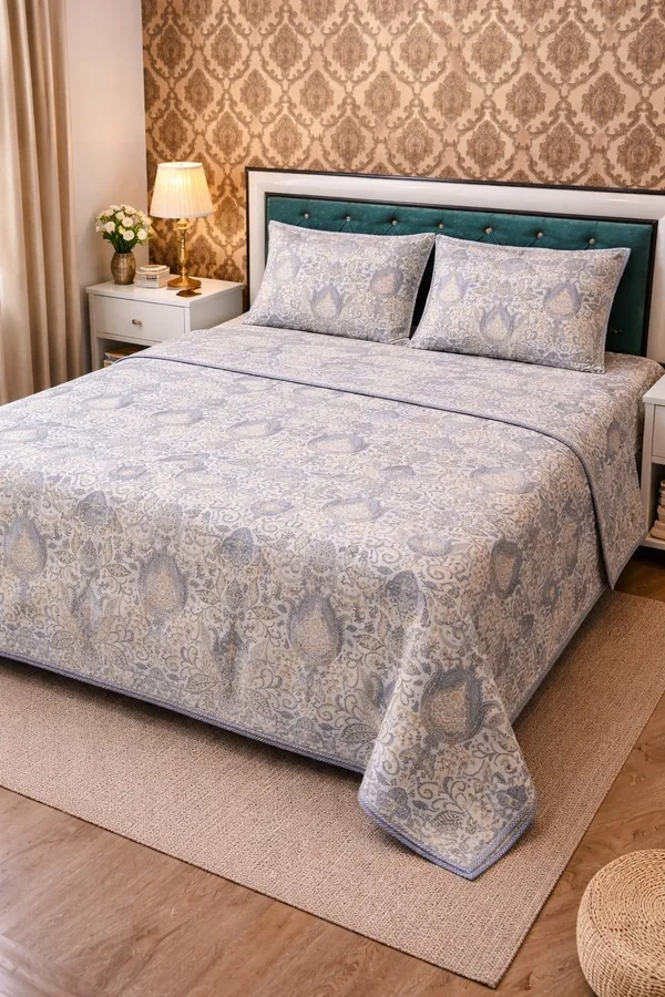 Corn_Cotton_Printed_Double_Bed_(Reversible)
Comforter/Dohar_Set_(Includes_Comforter/Bedsheet/Two_Cushion_Cover)