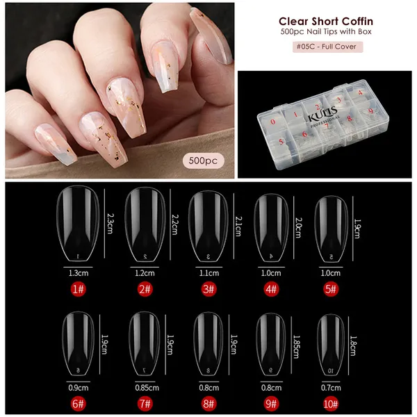 Kulis_-_Clear_Nail_Extension_Tips_-_Short_Coffin_-_5C