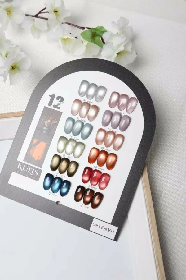 KULIS_Professional_Cat’s_Eye_Gel_Polish_Set_15ml_Each_–_12_Color_Magnetic_Nail_Art_Gel_Collection_(Cat’s_Eye_V11)