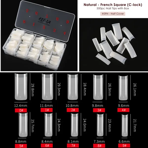 Kulis_-_Natural_Nail_Extension_Tips_C-Lock_French_Square_N9_(500Tips)