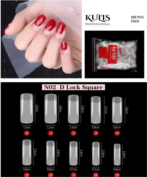 Kulis_-_Natural_Nail_Extension_Tips_D-Lock_Square_N2_(500Tips)