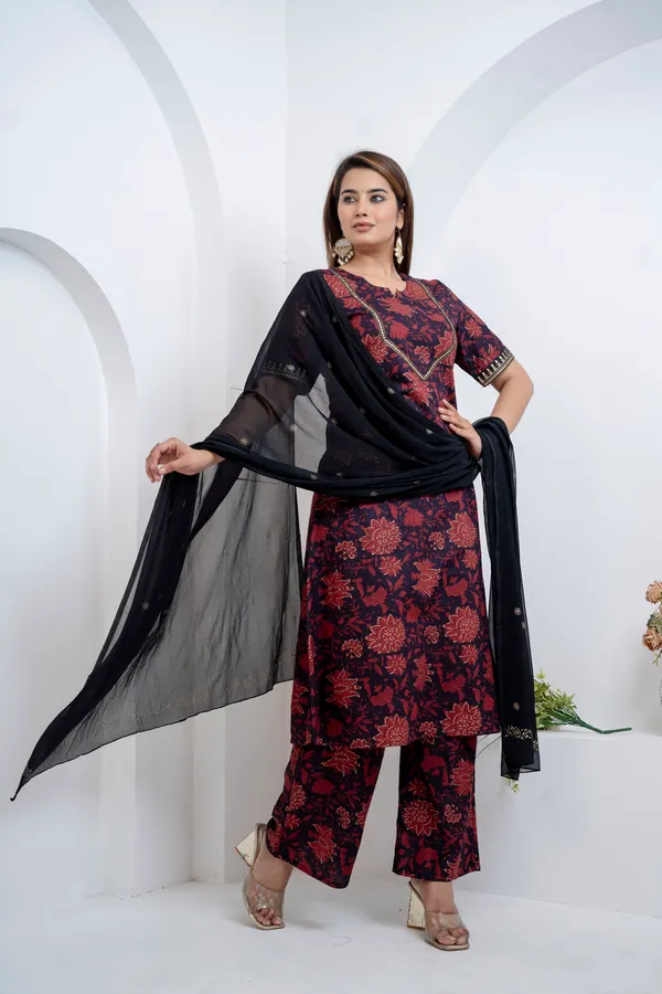 Black_Garnet_Kurta_Pajama_Dupatta_For_Women