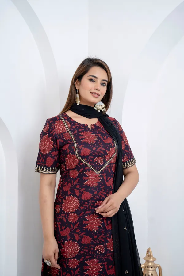 Black_Garnet_Kurta_Pajama_Dupatta_For_Women