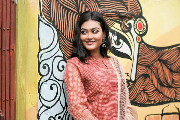 Rust_Checkered_Handblock_Kota_Doriya_Set_For_Women