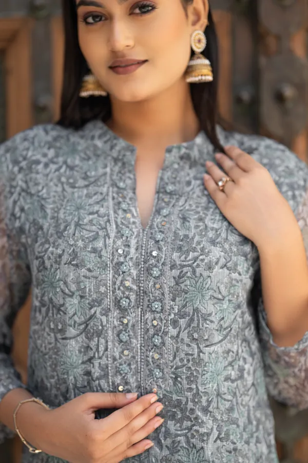 Gray_Handblock_Kota_Doriya_Set_For_Women