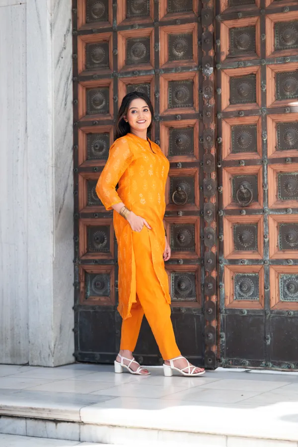 Orange_Handblock_Kota_Doriya_Set_For_Women