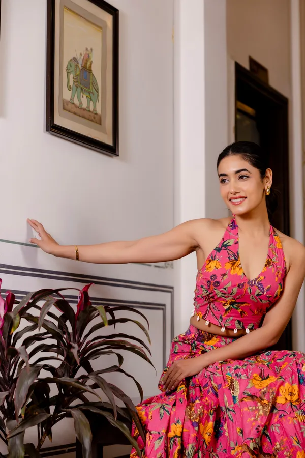 Pink_Floral_With_Smokey_Top_Skirt_For_Women