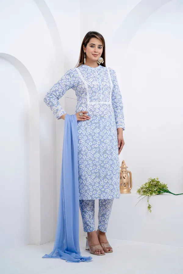 Powder_Blue_Kurta_Pajama_Dupatta_For_Women