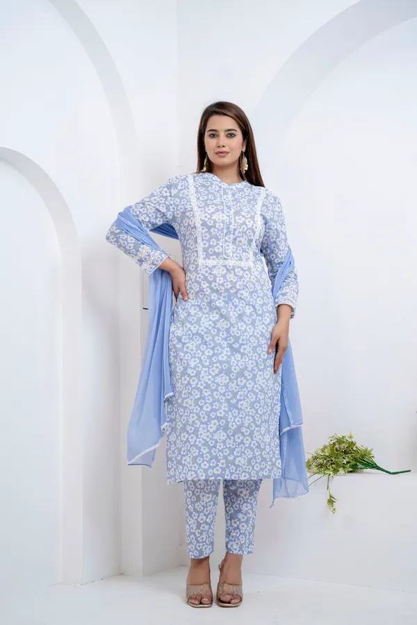 Powder_Blue_Kurta_Pajama_Dupatta_For_Women