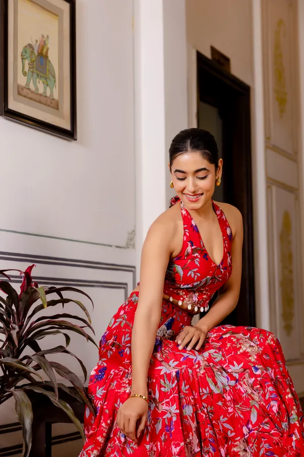 Red_Floral_With_Smokey_Top_Skirt_For_Women