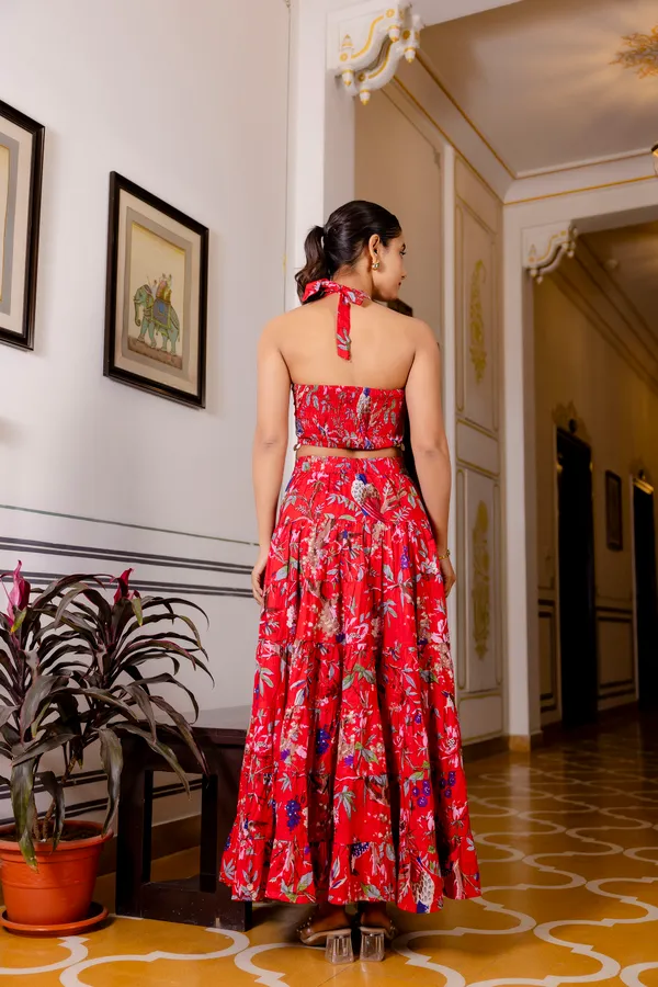 Red_Floral_With_Smokey_Top_Skirt_For_Women