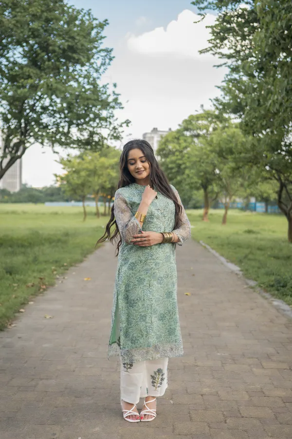 Sea_Green_Handblock_Kota_Doriya_Set_For_Women