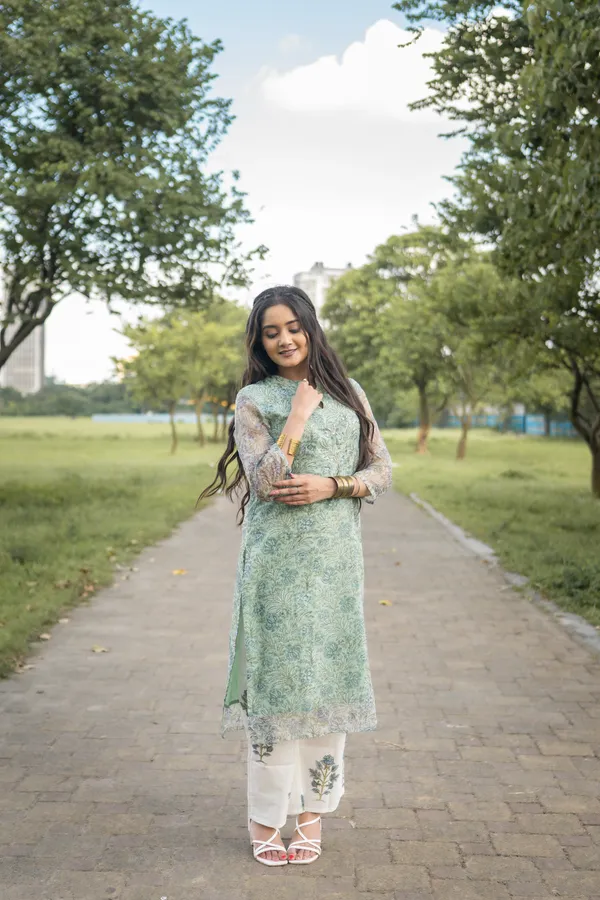 Sea_Green_Handblock_Kota_Doriya_Set_For_Women