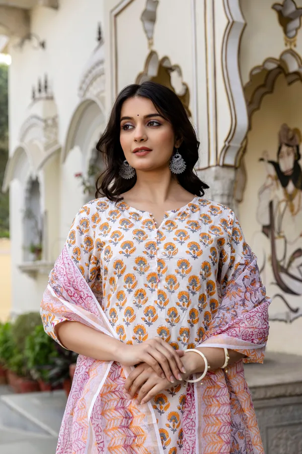 White_Yello_Kurta_Pajama_Dupatta_For_Women
