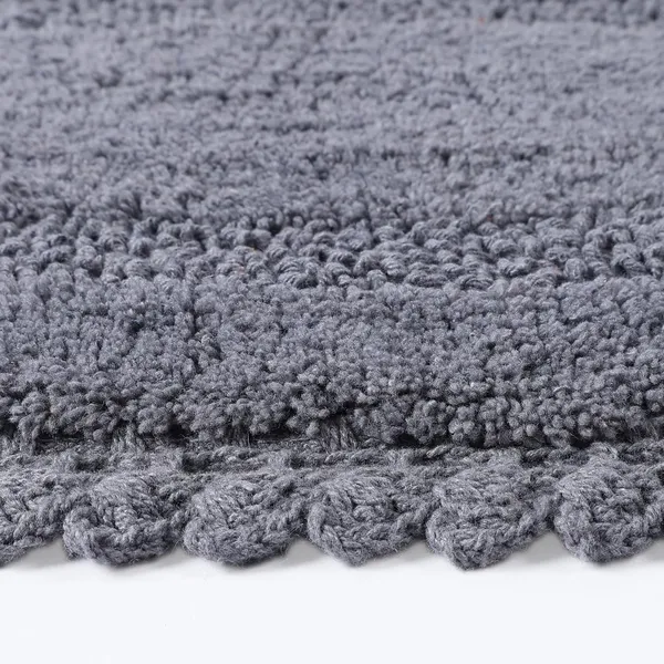 Steel_Grey_Premium_Quality_Cotton_Super_Soft_Reversible_Crochet_Bath_Mat/Bathroom_40_X_60_Cm