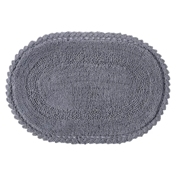 Steel_Grey_Premium_Quality_Cotton_Super_Soft_Reversible_Crochet_Bath_Mat/Bathroom_40_X_60_Cm